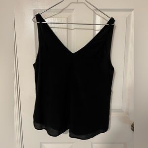100% Silk Black V-neck Tank Top